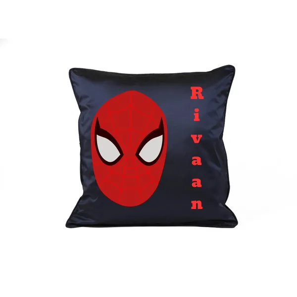 "Spiderman"_theme_embroidered_personalised_cushion.Best_for_gifting.Name_can_be_changed