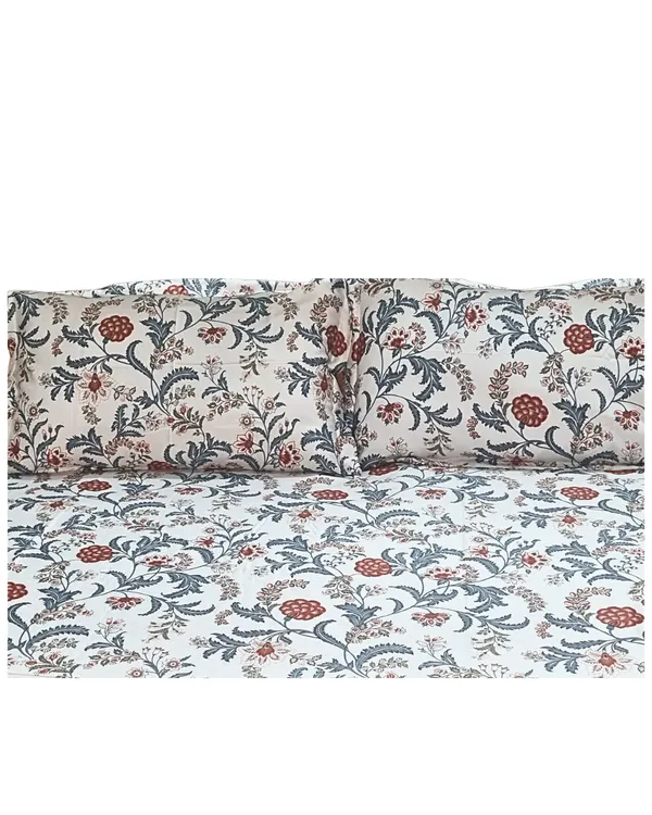 Blossoms_Premium_printed_Digital_print_500_Tc_king_size_bedsheet_with_2_pillows.