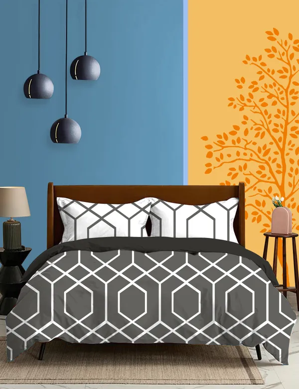 White_&_Grey_Pure_Cotton_Super_King_Size_Premium_Quality_Geometric_Design_Bedsheet