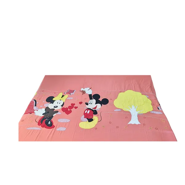 Blossoms_kids_Mickey_and_Minnie_mouse_embroidery_patch_work_pure_cotton_bedsheet_with_2_embroidered_pillows_.