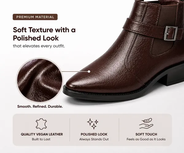 Kraasa_Men's_Synthetic_Leather_Ankle_Boots_with_Side_Buckle_Strap,_Elastic_Panel_&_Durable_TPR_Sole_Casual_&_Formal_Wear_Boot