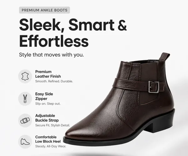 Kraasa_Men's_Synthetic_Leather_Ankle_Boots_with_Side_Buckle_Strap,_Elastic_Panel_&_Durable_TPR_Sole_Casual_&_Formal_Wear_Boot