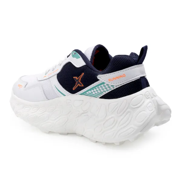 White_Synthetic_Leather_Lace_Up_Running_Shoes_|_For_Men