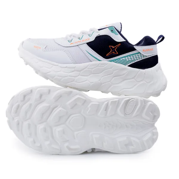 White_Synthetic_Leather_Lace_Up_Running_Shoes_|_For_Men