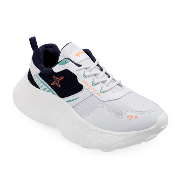 White_Synthetic_Leather_Lace_Up_Running_Shoes_|_For_Men
