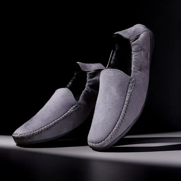 Grey_Synthetic_Leather_Slip_On_Loafers_|_For_Men