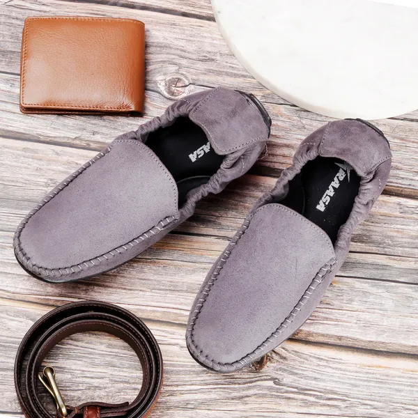 Grey_Synthetic_Leather_Slip_On_Loafers_|_For_Men