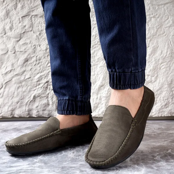 Green_Synthetic_Leather_Slip_On_Loafers_|_For_Men
