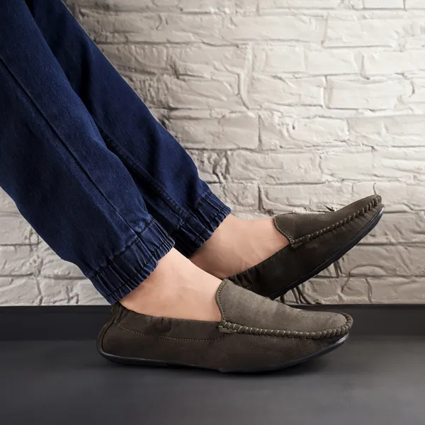 Green_Synthetic_Leather_Slip_On_Loafers_|_For_Men