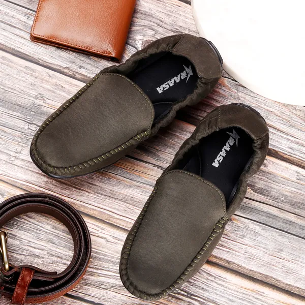 Green_Synthetic_Leather_Slip_On_Loafers_|_For_Men