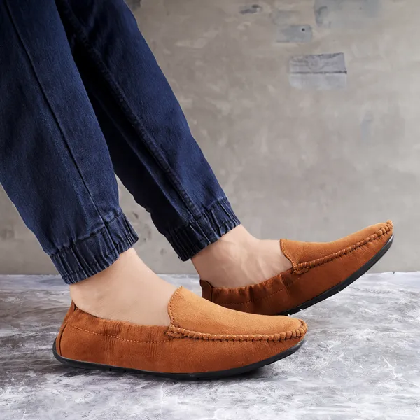 Tan_Synthetic_Leather_Slip_On_Loafers_|_For_Men