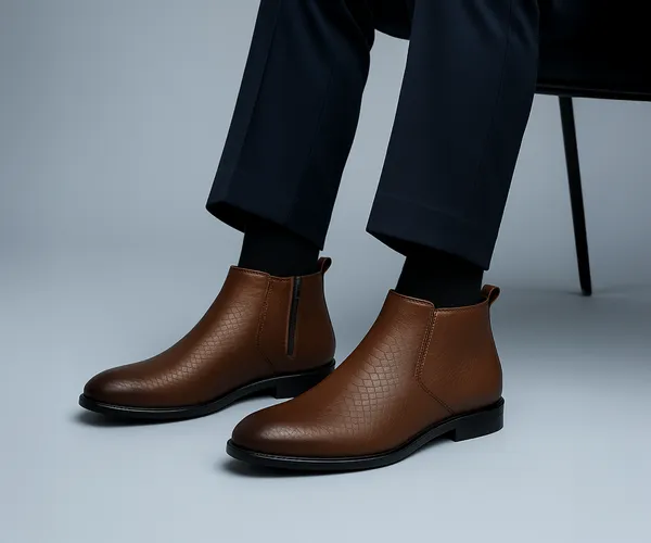 Kraasa_ORION-X_Men's_Vegan_Leather_Chelsea_Boots_Classic_Almond_Toe_Ankle_Boots_with_Textured_Finish_|_Formal_&_Smart_Casual_Boots