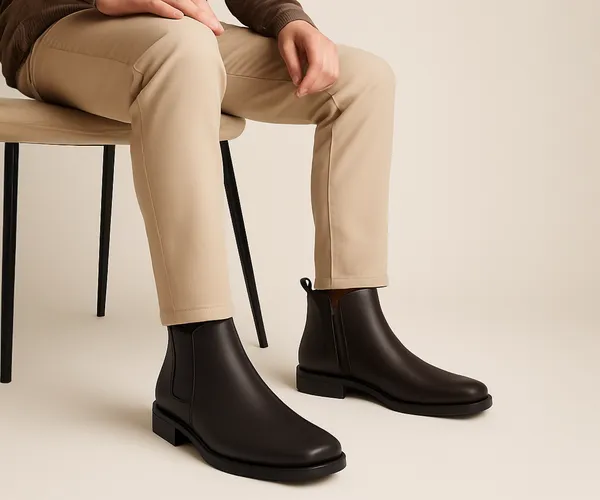Kraasa_THE_ASHFORD__Mens_Stylish_Vegan_Leather_Chelsea_Boots_with_Side_Zipper_&_Elastic_Panel,_Square_Toe_Ankle_Boot_(Tan_/_Black_/_Brown)