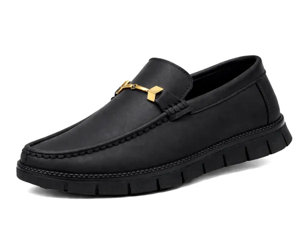 Kraasa_Men's_Casual_Loafers_|_Synthetic_Leather_Upper_|_Comfortable_PU_Sole_|_Slip-On_Buckle_Office,_Party_Shoes