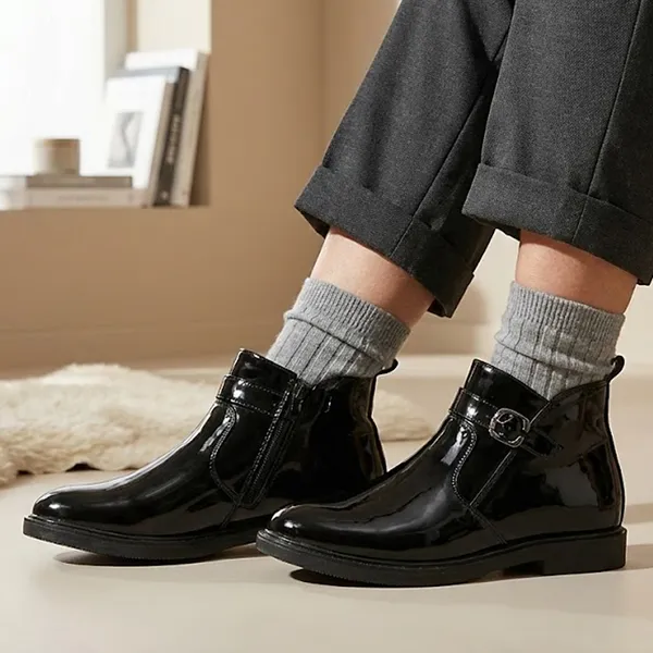 Kraasa_Men's_Buckle_Belt_Chelsea_Boots_|_Synthetic_Leather_Slip-On_Ankle_Boots_|_Comfortable_Formal_&_Smart_Casual_Footwear