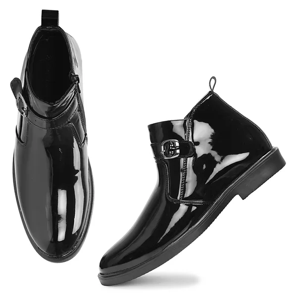 Kraasa_Men's_Buckle_Belt_Chelsea_Boots_|_Synthetic_Leather_Slip-On_Ankle_Boots_|_Comfortable_Formal_&_Smart_Casual_Footwear