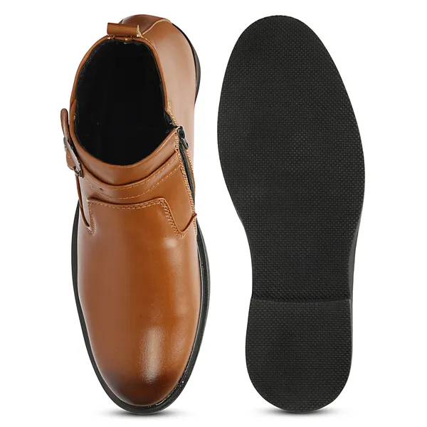Kraasa_Men's_Buckle_Belt_Chelsea_Boots_|_Synthetic_Leather_Slip-On_Ankle_Boots_|_Comfortable_Formal_&_Smart_Casual_Footwear