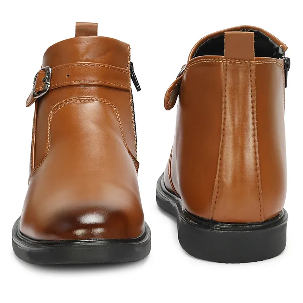 Kraasa_Men's_Buckle_Belt_Chelsea_Boots_|_Synthetic_Leather_Slip-On_Ankle_Boots_|_Comfortable_Formal_&_Smart_Casual_Footwear