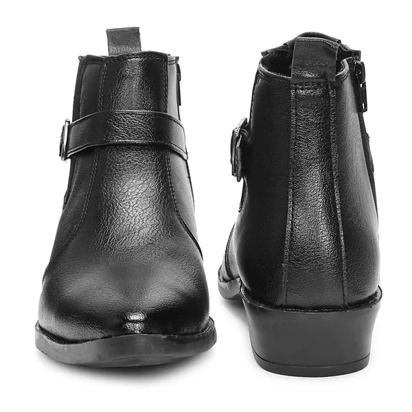 Kraasa_Men's_Synthetic_Leather_Ankle_Boots_with_Side_Buckle_Strap,_Elastic_Panel_&_Durable_TPR_Sole_Casual_&_Formal_Wear_Boot