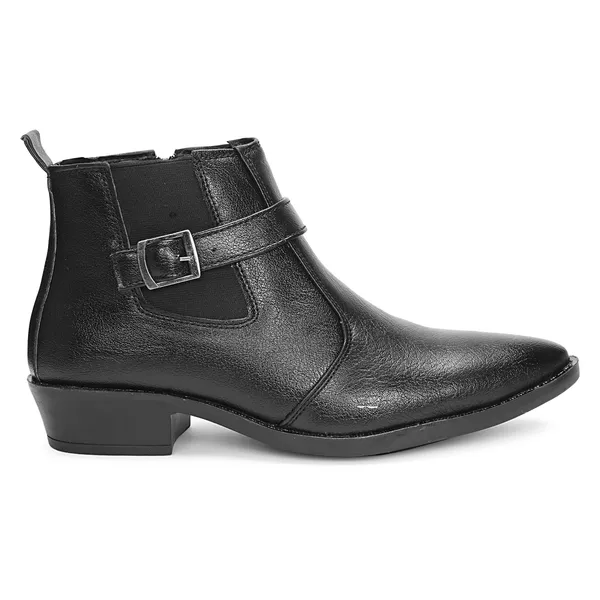 Kraasa_Men's_Synthetic_Leather_Ankle_Boots_with_Side_Buckle_Strap,_Elastic_Panel_&_Durable_TPR_Sole_Casual_&_Formal_Wear_Boot