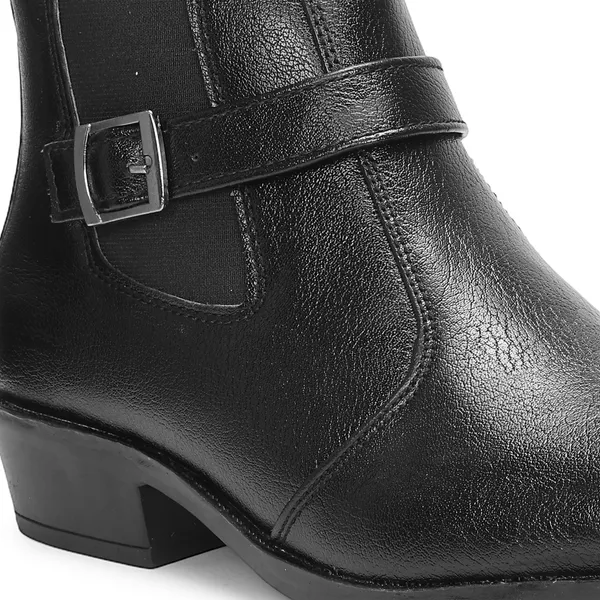 Kraasa_Men's_Synthetic_Leather_Ankle_Boots_with_Side_Buckle_Strap,_Elastic_Panel_&_Durable_TPR_Sole_Casual_&_Formal_Wear_Boot