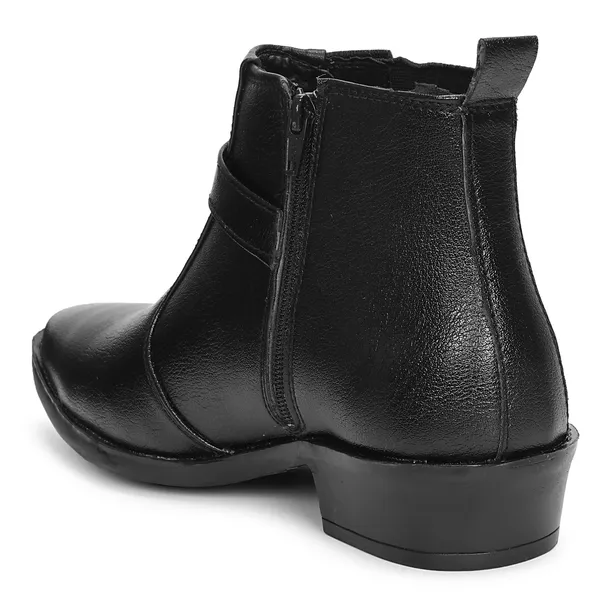 Kraasa_Men's_Synthetic_Leather_Ankle_Boots_with_Side_Buckle_Strap,_Elastic_Panel_&_Durable_TPR_Sole_Casual_&_Formal_Wear_Boot