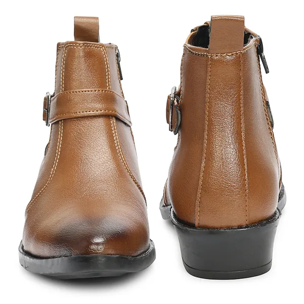 Kraasa_Men's_Synthetic_Leather_Ankle_Boots_with_Side_Buckle_Strap,_Elastic_Panel_&_Durable_TPR_Sole_Casual_&_Formal_Wear_Boot