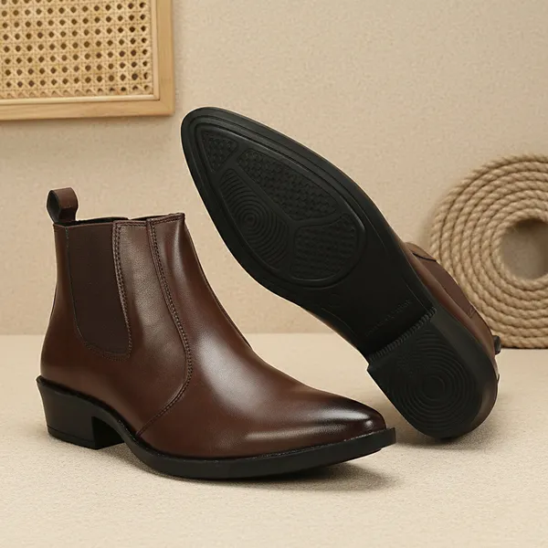 Kraasa_Men's_Synthetic_Leather_Chelsea_Boots_'_Slip-On_Ankle_Boots_with_Elastic_Side_Panels_&_Low_Heel,_Formal_Casual_Wear