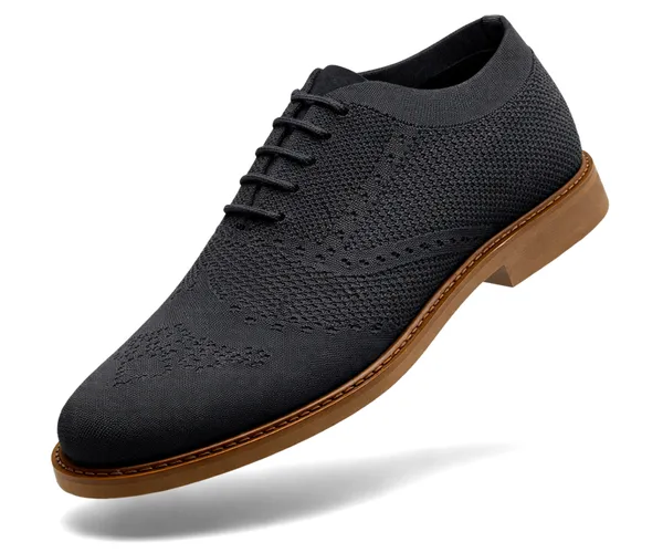 Kraasa_Men's_Casual_Sneaker_Lace-Up_Oxford_Shoes_|_Breathable_Knit_Upper_|_Lightweight_&_Comfortable_|_Stylish_Brown_Sole_|_Office