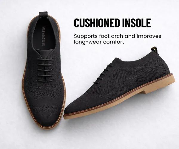 Kraasa_Men's_Casual_Sneaker_Lace-Up_Oxford_Shoes_|_Breathable_Knit_Upper_|_Lightweight_&_Comfortable_|_Stylish_Brown_Sole_|_Office
