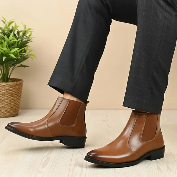 Kraasa_Men's_Synthetic_Leather_Chelsea_Boots_'_Slip-On_Ankle_Boots_with_Elastic_Side_Panels_&_Low_Heel,_Formal_Casual_Wear