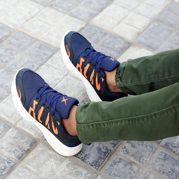Navy_Synthetic_Leather_Lace_Up_Running_Shoes_|_For_Men