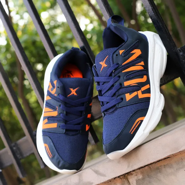Navy_Synthetic_Leather_Lace_Up_Running_Shoes_|_For_Men