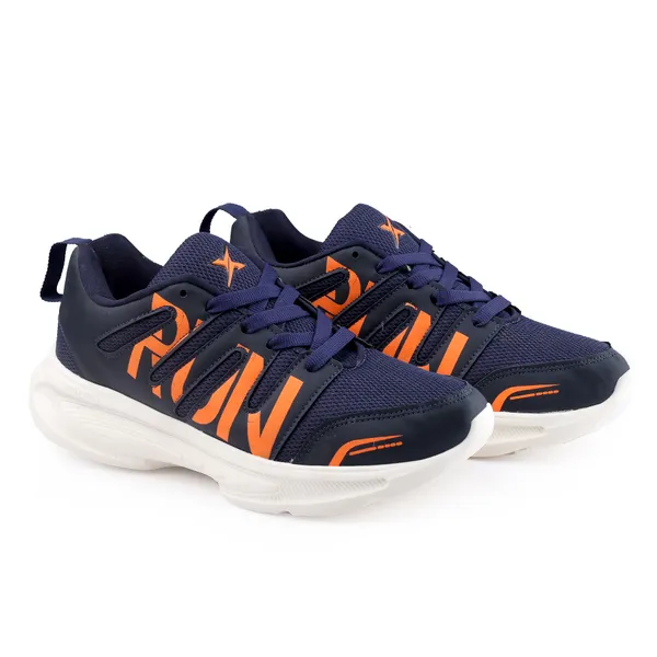 Navy_Synthetic_Leather_Lace_Up_Running_Shoes_|_For_Men