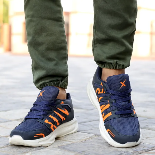 Navy_Synthetic_Leather_Lace_Up_Running_Shoes_|_For_Men