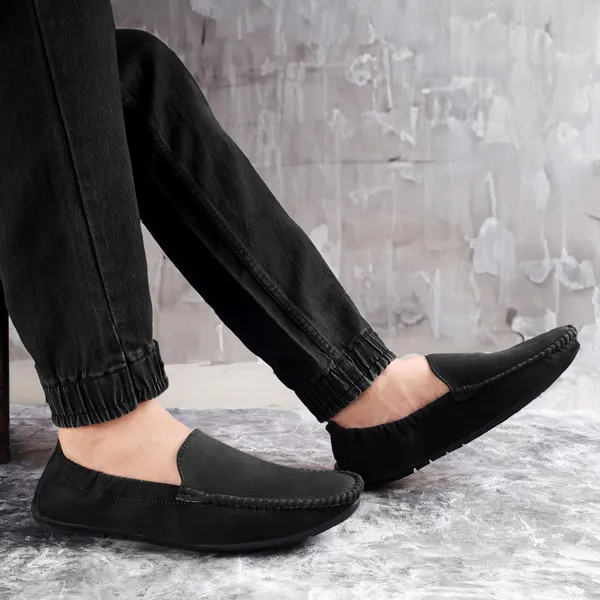 Black_Synthetic_Leather_Slip_On_Loafers_|_For_Men
