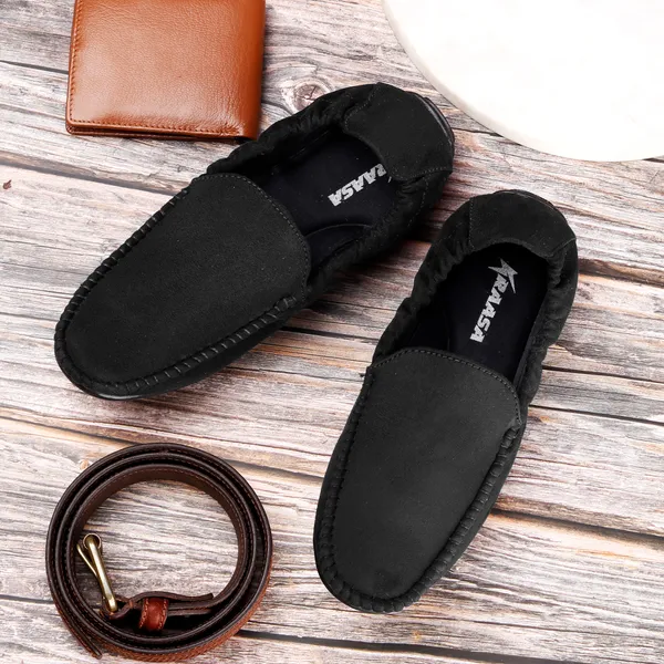 Black_Synthetic_Leather_Slip_On_Loafers_|_For_Men
