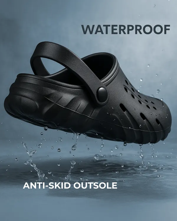 Black_Synthetic_Leather_Adjustable_Back_Strap_Clogs_|_For_Men