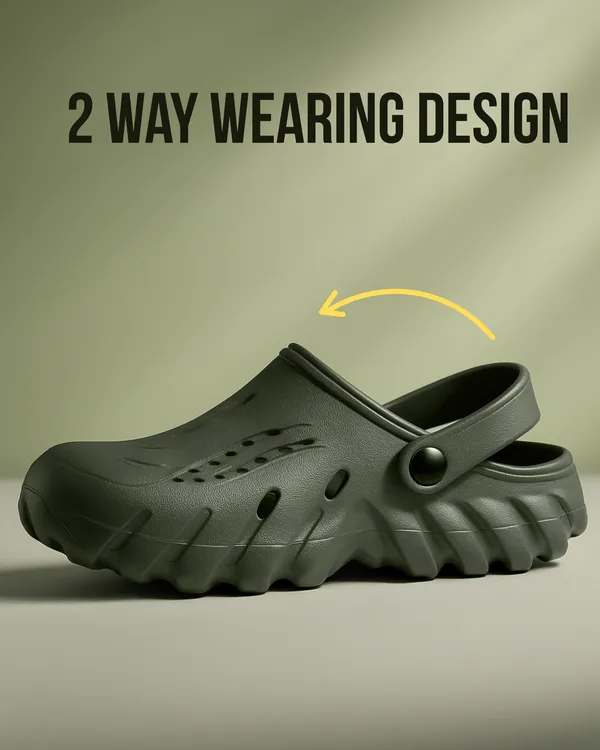Green_Synthetic_Leather_Adjustable_Back_Strap_Clogs_|_For_Men