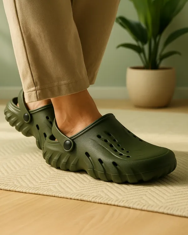 Green_Synthetic_Leather_Adjustable_Back_Strap_Clogs_|_For_Men