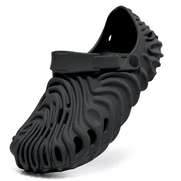 Black_Synthetic_Leather_Adjustable_Back_Strap_Clogs_|_For_Men