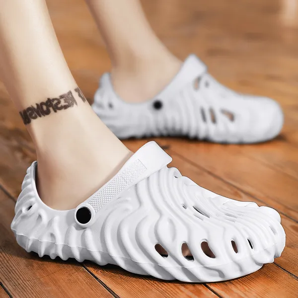 White_Synthetic_Leather_Adjustable_Back_Strap_Clogs_|_For_Men