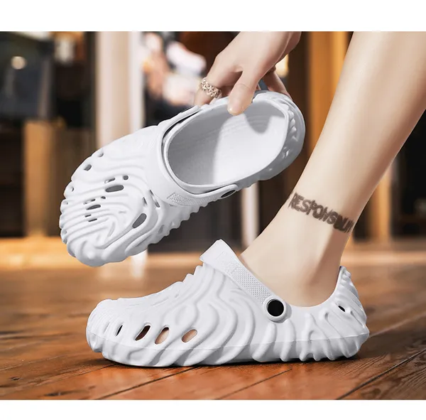 White_Synthetic_Leather_Adjustable_Back_Strap_Clogs_|_For_Men