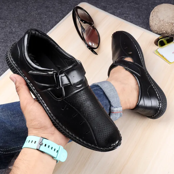 Black_Synthetic_Leather_Hook_&_Loop_Sandals_|_For_Men