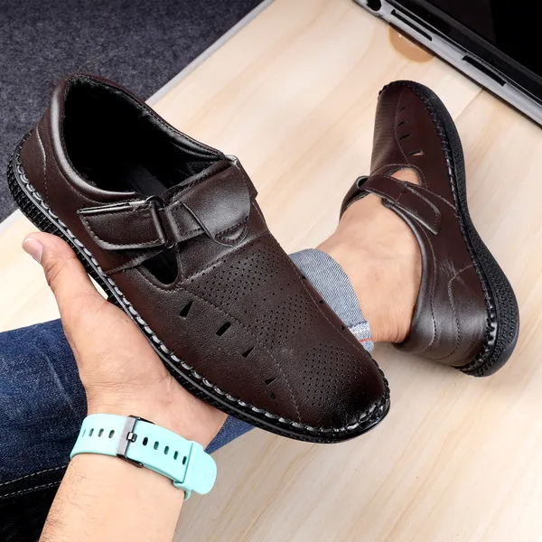 Brown_Synthetic_Leather_Hook_&_Loop_Sandals_|_For_Men