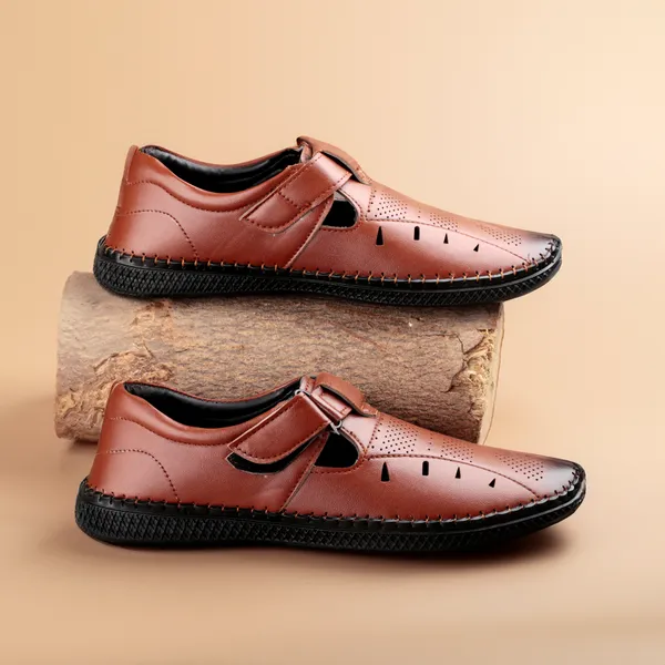 Tan_Synthetic_Leather_Hook_&_Loop_Sandals_|_For_Men