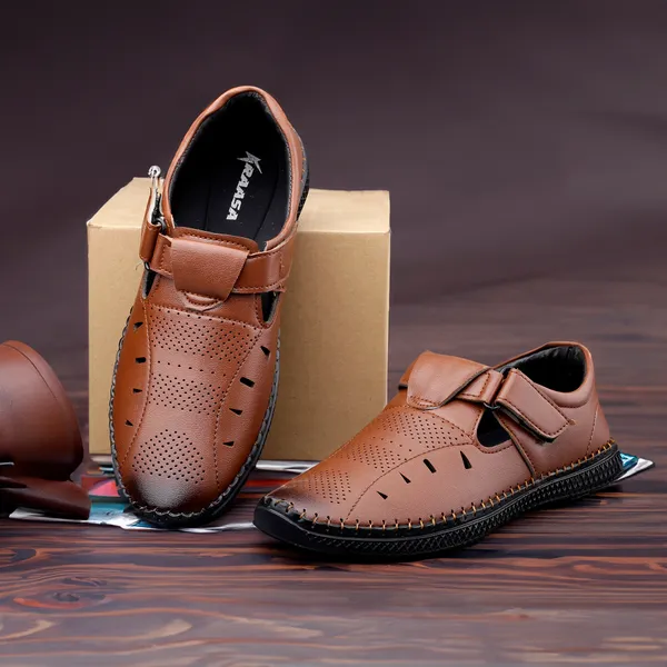 Tan_Synthetic_Leather_Hook_&_Loop_Sandals_|_For_Men