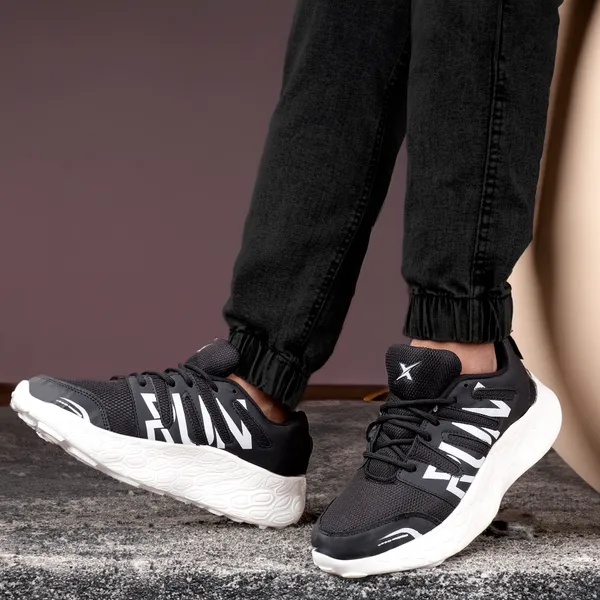 White_Synthetic_Leather_Lace_Up_Running_Shoes_|_For_Men