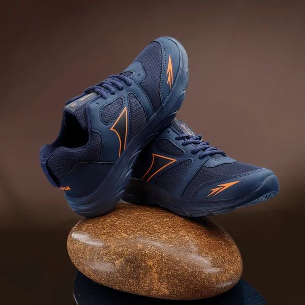 Navy_Synthetic_Leather_Lace_Up_Running_Shoes_|_For_Men