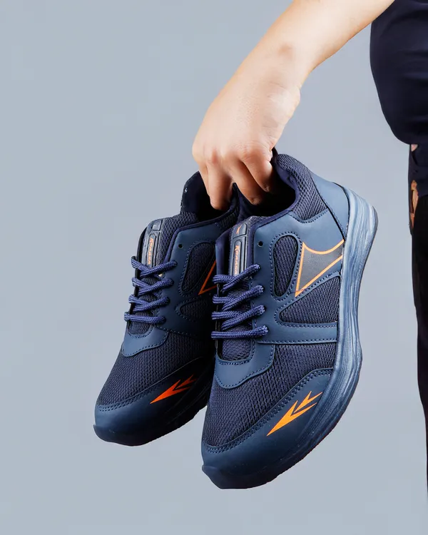 Navy_Synthetic_Leather_Lace_Up_Running_Shoes_|_For_Men